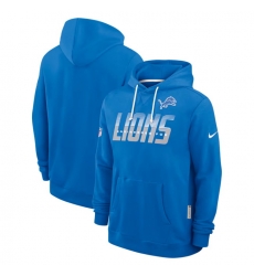 Men Detroit Lions Blue Sideline Standard Issue Top Prospect Dri FIT Hoodie Men Detroit Lions Blue Sideline Standard Issue Top Prospect Dri FIT Hoodie