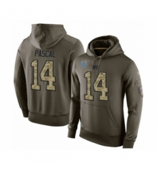 Football Indianapolis Colts 64 Mark Glowinski Green Salute To Service Mens Pullover Hoodie