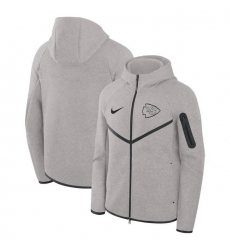 Men Kansas City Chiefs Grey Tech Fleece Windrunner Full Zip Hoodie Men Kansas City Chiefs Grey Tech Fleece Windrunner Full Zip Hoodie