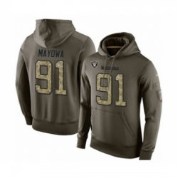 Football Mens Oakland Raiders 91 Benson Mayowa Green Salute To Service Pullover Hoodie