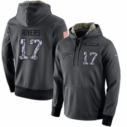 NFL Mens Nike Los Angeles Chargers 17 Philip Rivers Stitched Black Anthracite Salute to Service Player Performance Hoodie