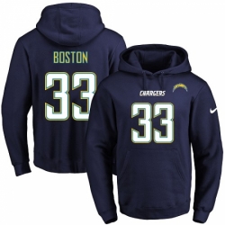 NFL Mens Nike Los Angeles Chargers 33 Tre Boston Navy Blue Name Number Pullover Hoodie