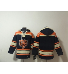 Men Chicago Bears Blank Navy Ageless Must Have Lace Up Pullover Hoodie
