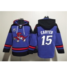 Men Toronto Raptors 15 Vince Carter Purple Lace Up Pullover Hoodie