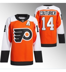 Men Philadelphia Flyers 14 Sean Couturier 2023 24 Orange Stitched Jersey