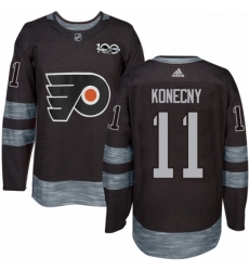 Mens Adidas Philadelphia Flyers 11 Travis Konecny Authentic Black 1917 2017 100th Anniversary NHL Jersey 