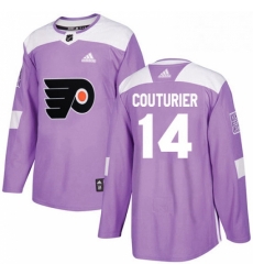 Mens Adidas Philadelphia Flyers 14 Sean Couturier Authentic Purple Fights Cancer Practice NHL Jersey 