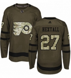 Mens Adidas Philadelphia Flyers 27 Ron Hextall Authentic Green Salute to Service NHL Jersey 