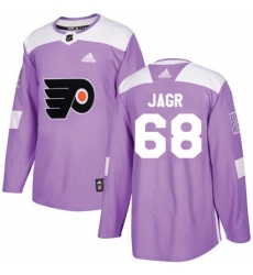 Mens Adidas Philadelphia Flyers 68 Jaromir Jagr Authentic Purple Fights Cancer Practice NHL Jersey 