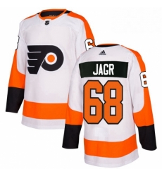 Mens Adidas Philadelphia Flyers 68 Jaromir Jagr Authentic White Away NHL Jersey 