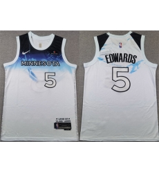 Men Minnesota Timberwolves 5 Anthony Edwards White 2024 City Edition Stitched Jersey