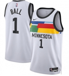 Men Minnesota Timberwolves LaMelo Ball #1 White Stitched NBA Jersey