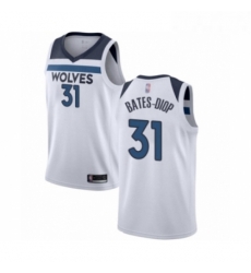 Mens Minnesota Timberwolves 31 Keita Bates Diop Authentic White Basketball Jersey Association Edition 