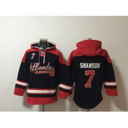 Men Atlanta Braves 7 Dansby Swanson Stitched Hoodie