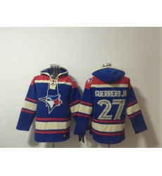 Men Toronto Blue Jays 27 Vladimir Guerrero Jr Royal Ageless Must Have Lace Up Pullover Hoodie Men Toronto Blue Jays 27 Vladimir Guerrero Jr Royal Ageless Must Have Lace Up Pullover Hoodie