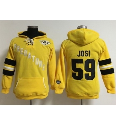 Nashville Predators 59 Roman Josi Yellow Women Old Time Heidi Hoodie NHL Hoodie