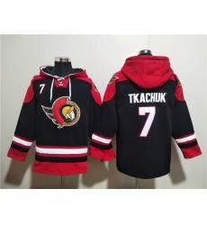 Men Ottawa Senators 7 Brady Tkachuk Black Ageless Must Have Lace Up Pullover Hoodie