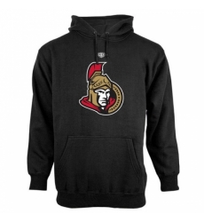 NHL Mens Ottawa Senators Old Time Hockey Big Logo with Crest Pullover Hoodie Black