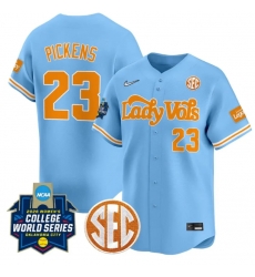 Men Tennessee Volunteers Karlyn Pickens Blue 2026 World Series SEC Patch Softball Stitched Jersey Men Tennessee Volunteers Karlyn Pickens Blue 2026 World Series SEC Patch Softball Stitched Jersey