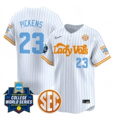 Men Tennessee Volunteers  Karlyn Pickens White 2026 World Series   SEC Patch Softball Stitched Jersey