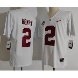 Men Alabama Crimson Tide 2 Derrick Henry White College Football Jersey