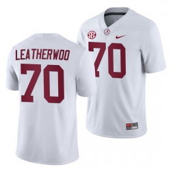 NCAA Football Alabama Crimson Tide Alex Leatherwood White 2019 Away Game Jersey