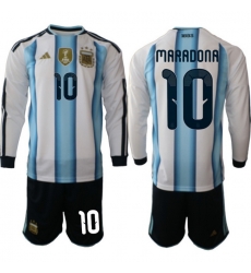Argentina 2026 FIFA World Cup Soccer Jersey White LONG #10 MARADONA