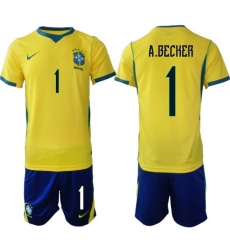 Youth Brazil 2026 FIFA World Cup Yellow Home Soccer Jersey A.BECKER #1 Youth Brazil 2026 FIFA World Cup Yellow Home Soccer Jersey A.BECKER #1