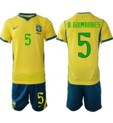 Youth Brazil 2026 FIFA World Cup Yellow Home Soccer Jersey B.GUIMARAES #5 Green Youth Brazil 2026 FIFA World Cup Yellow Home Soccer Jersey B.GUIMARAES #5 Green