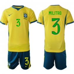 Men Brazil 2026 FIFA World Cup Yellow Home Soccer Jersey MILITAO #3