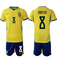 Men Brazil 2026 FIFA World Cup Yellow Home Soccer Jersey SANTOS #8