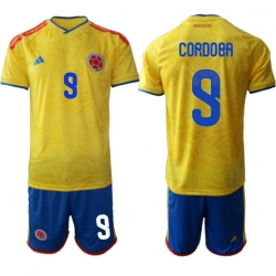 Colombia 2026 FIFA World Cup Soccer Jersey Yellow #9 CORDOBA