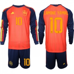 Spain 2026 FIFA World Cup Soccer Jersey Red LONG #10 LAMINE YAMAL