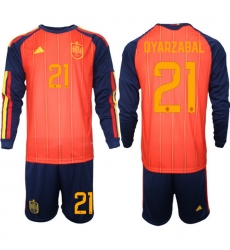 Spain 2026 FIFA World Cup Soccer Jersey Red LONG #21 OYARZABAL Spain 2026 FIFA World Cup Soccer Jersey Red LONG #21 OYARZABAL
