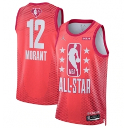 Men 2022 All Star 12 Ja Morant Maroon Stitched Basketball Jersey