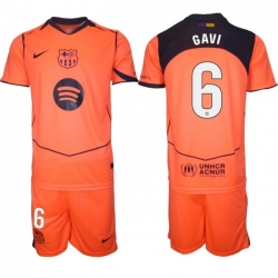 Men FC Barcelona 2026 Soccer Jerseys Orange #6 GAVI