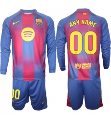 Men FC Barcelona 2026 Soccer Jerseys Red Long CUSTOM