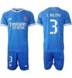 Men Real Madrid 2026 Soccer Jerseys Blue #3 E.MILITAO