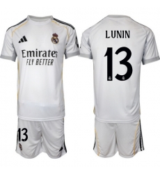 Men Real Madrid 2026 Soccer Jerseys White #13 LUNIN (2)
