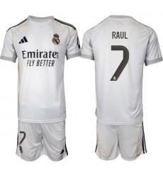 Men Real Madrid 2026 Soccer Jerseys White #7 RAUL