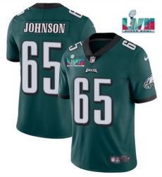 Men Women Youth Toddler Philadelphia Eagles 65 Lane Johnson Green Super Bowl LVII Patch Vapor Untouchable Limited Stitched Jersey