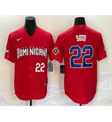 Men's Dominican Republic Baseball #22 Juan Soto Number 2023 Red World Classic Stitched Jersey