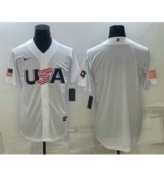 Men's USA Baseball 2023 White World Baseball Blank Classic Replica Stitched Jerseys