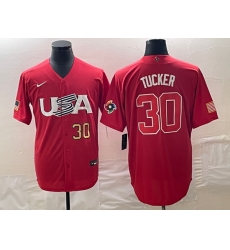 Men's USA Baseball #30 Kyle Tucker Number 2023 Red World Classic With Patch Stitched Jersey