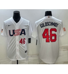 Men's USA Baseball #46 Paul Goldschmidt Number 2023 White World Baseball Classic Stitched Jerseys