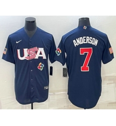 Men's USA Baseball #7 Tim Anderson 2023 Navy World Baseball Classic Stitched Jerseys