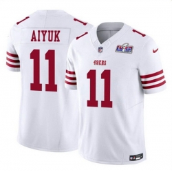 Men San Francisco 49ers 11 Brandon Aiyuk White 2023 F U S E  Vapor Limited Stitched Football 2024 Super Bowl LVIII Jersey