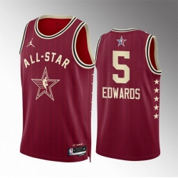 Men 2024 All Star 5 Anthony Edwards Crimson Stitched Basketball Jersey