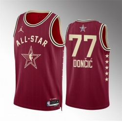 Men 2024 All Star 77 Luka Don u010Di u0107 Crimson Stitched Basketball Jersey