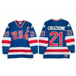 1980 Mike Eruzione Olympic USA MIRACLE Hockey K1 Jersey New Blue